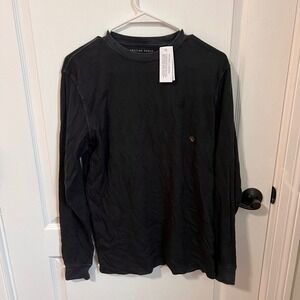 American Eagle Outfitters Mens Size XS Black Long Sleeve Crew Neck T Shirt NWT‎